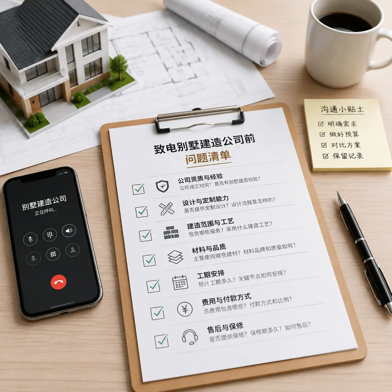 在碧江拨打别墅建造公司电话前的准备工作